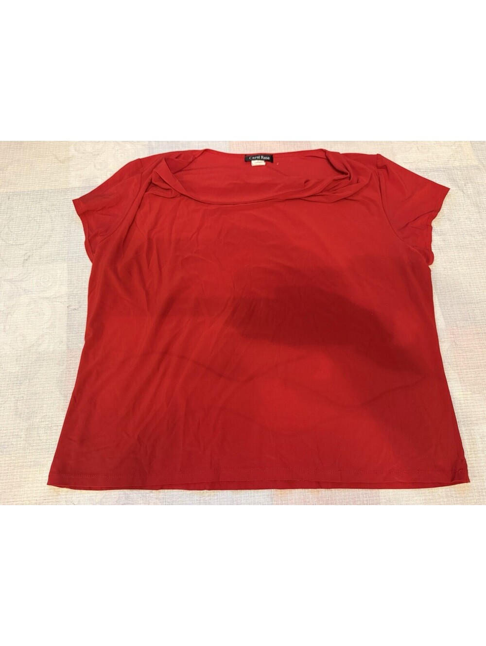 Carol Rose Womens 2X Red Cowl Neck Short Sleeve Blouse